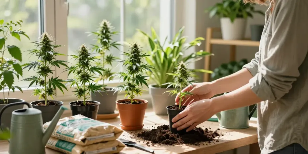 Planting cannabis cuttings indoor with careful attention while stecklinge bestellen for home cultivation.