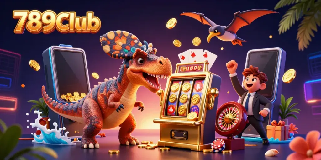 Experience excitement at 789Club with a unique jackpot scene highlighted by colorful coins and vibrant casino elements.