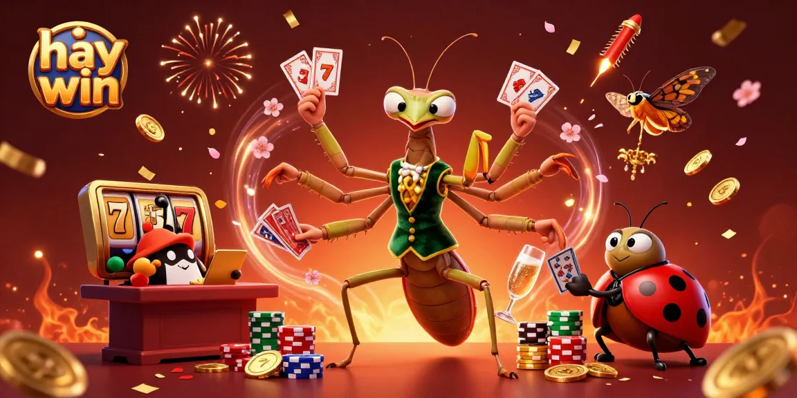 Experience excitement at hay win with a vibrant casino scene featuring characters dealing cards and celebrating jackpots.