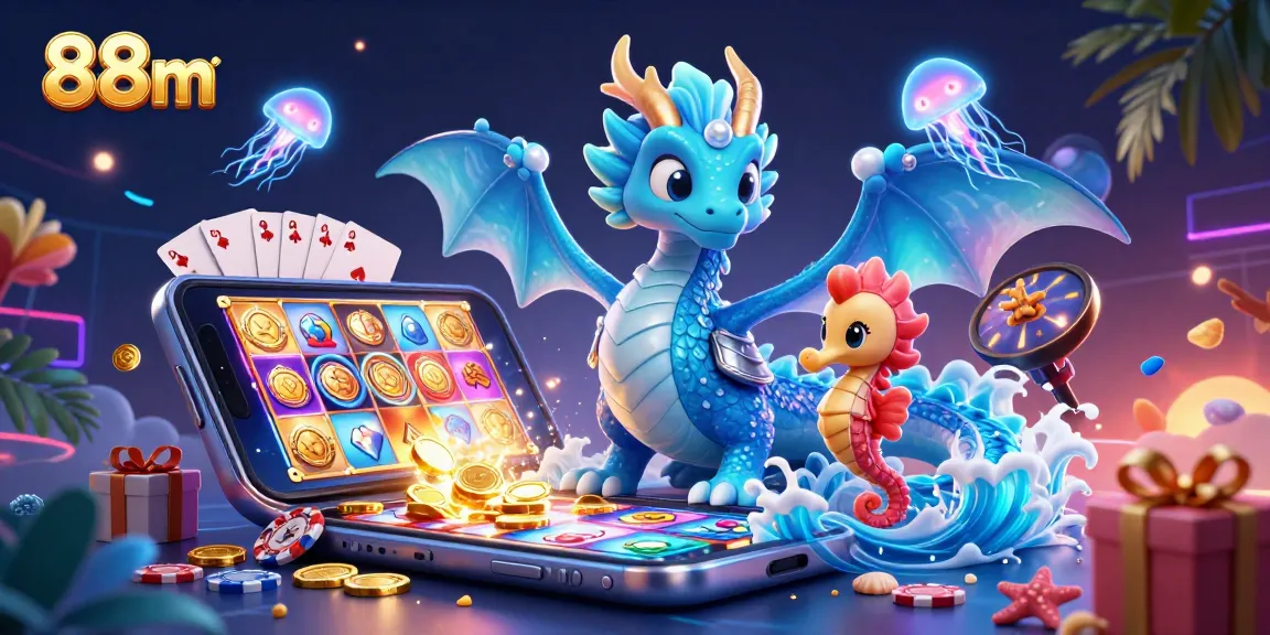 Experience thrilling fun at 88m with a captivating underwater casino adventure illustration.