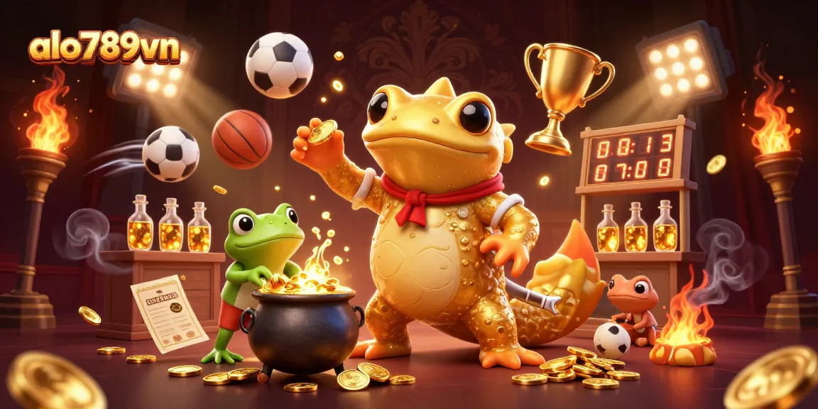 Experience thrilling gameplay at alo789vn with a captivating golden alchemist scene and dynamic sports elements.