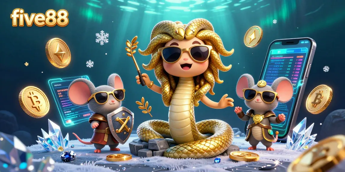 Experience the excitement of five88 with vibrant characters, showcasing popular casino elements in a dynamic scene.
