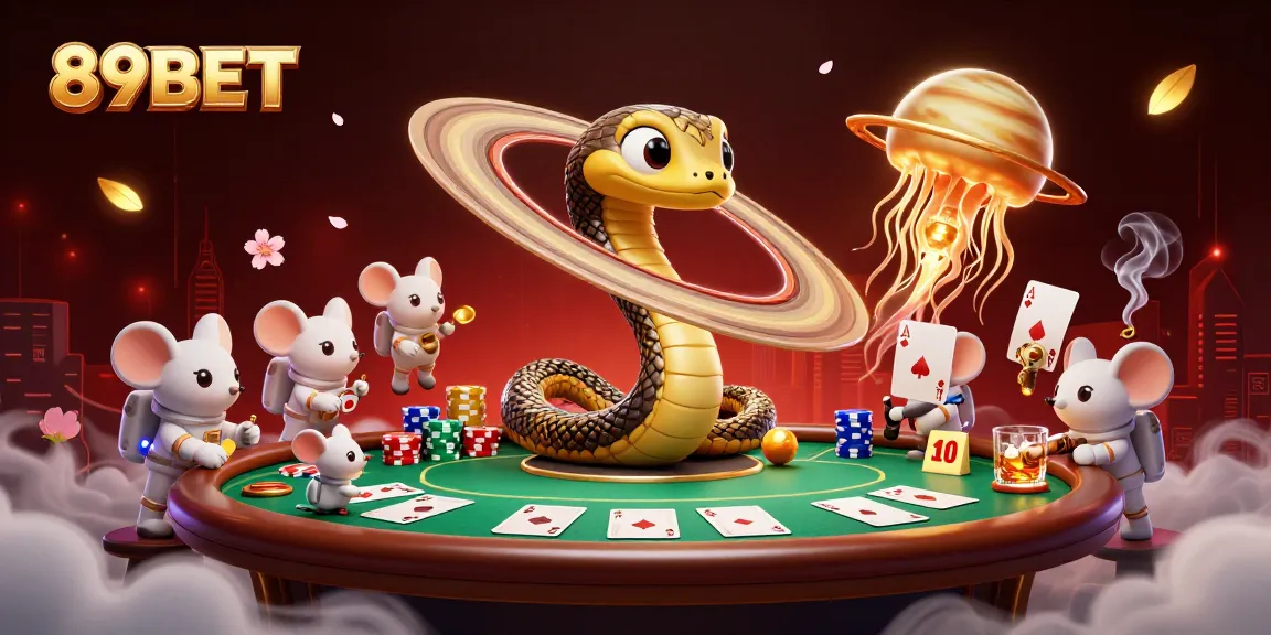 Experience excitement with 89BET as mice wager on a cosmic roulette in a vibrant casino scene.