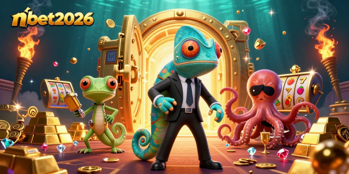 Experience the thrilling action at nbet2026 with cartoon heroes in a vibrant casino scene.