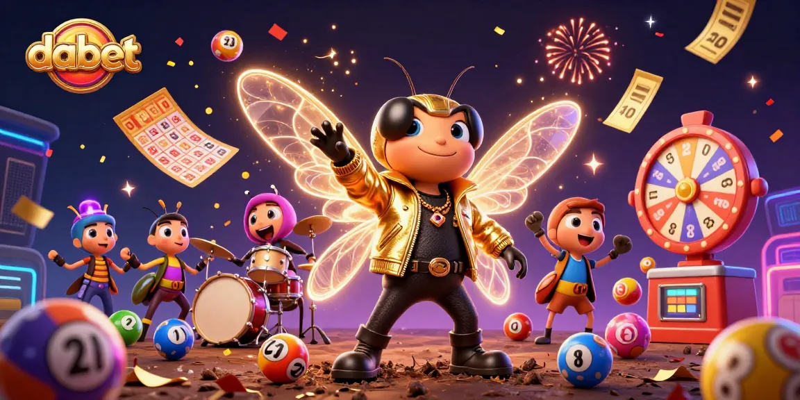 Dabet transforms the gaming experience with a dynamic cicada rock star scene featuring vibrant lottery elements.