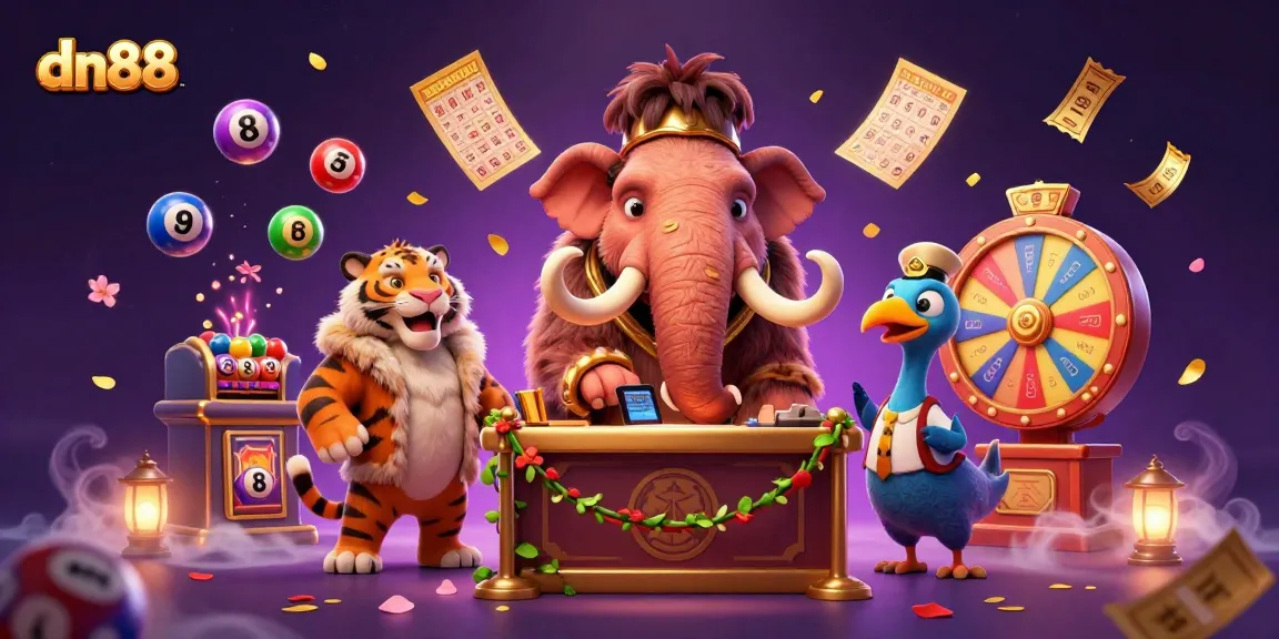 Join the excitement at dn88 with a vibrant casino scene featuring unique characters and thrilling elements.