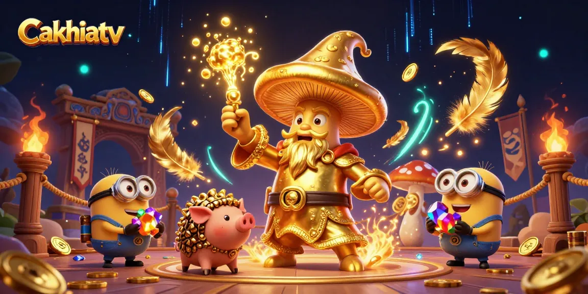 Cakhiatv captivates with a magical scene of a mushroom wizard and treasures in an engaging casino setting.