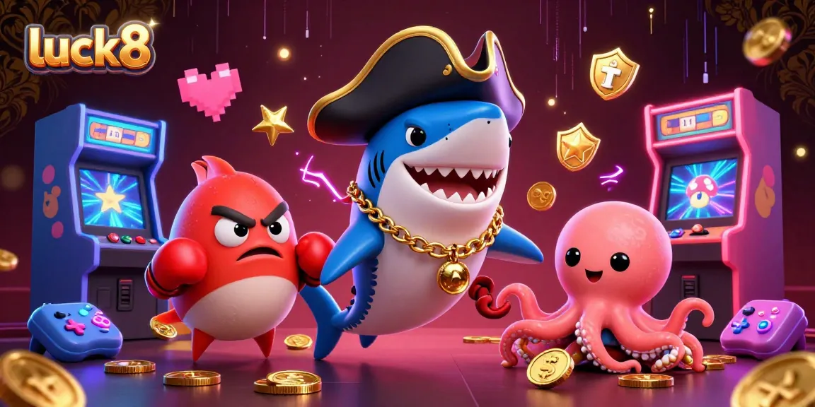 Celebrate at luck8 casino with vibrant characters and animated gaming elements in a colorful atmosphere.