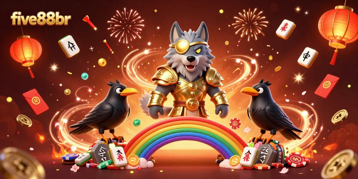 Engage with five88br's vibrant casino scene, featuring Norse characters and celebratory elements.