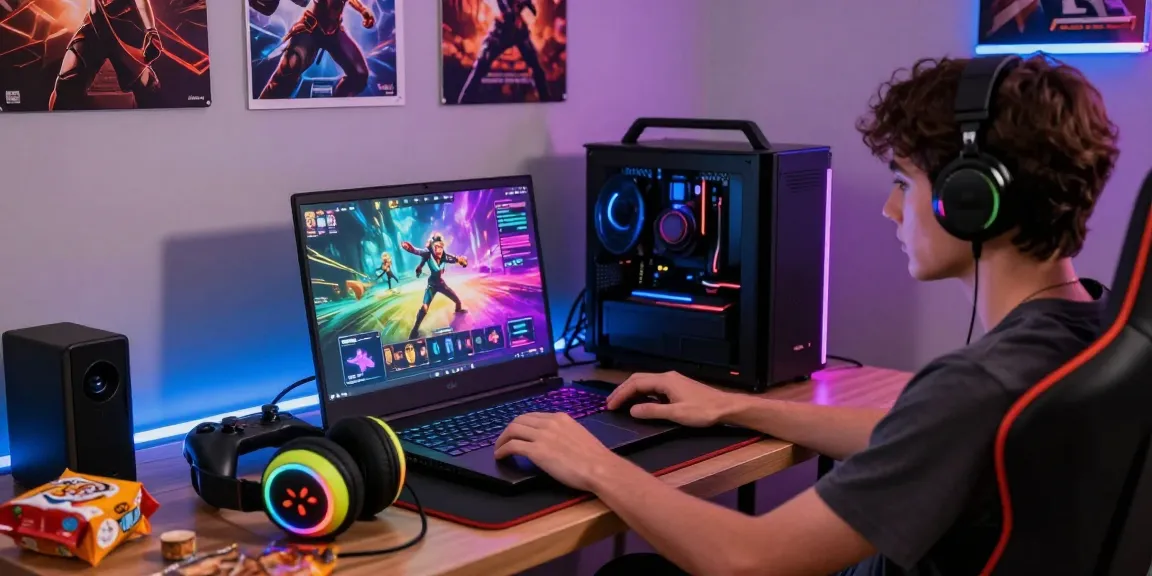 Engaged gamer at https://sc88.chat/ during an exciting online gaming session, surrounded by vibrant setup elements.