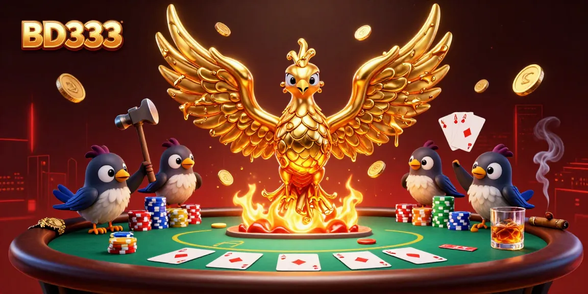 Engage with the thrilling BD333 casino experience through a vibrant 3D illustration featuring dynamic gaming elements.