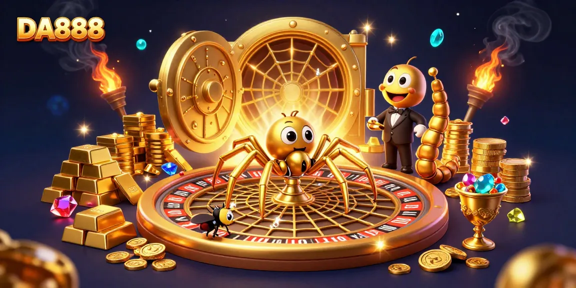Experience the excitement of betting at DA888, featuring a lively scene of 3D characters in a rich casino atmosphere.
