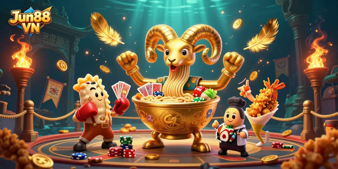 Engage with Jun88 VN's vibrant underwater casino scene featuring dynamic game elements and playful characters.
