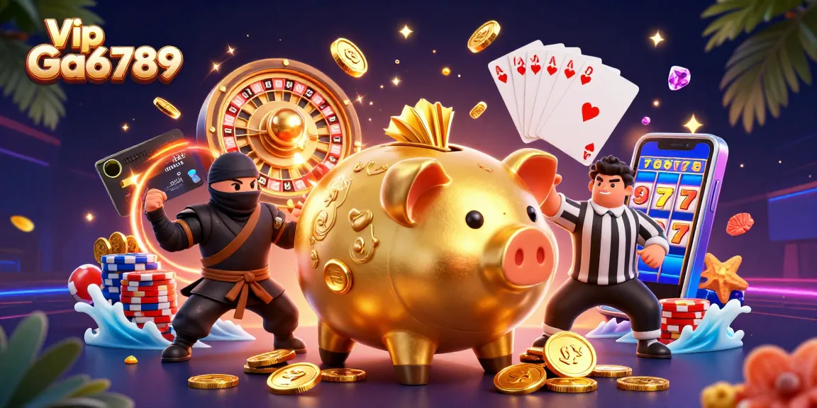 Engage with the thrilling Vip Ga6789 experience featuring vibrant characters in an exciting gambling atmosphere.